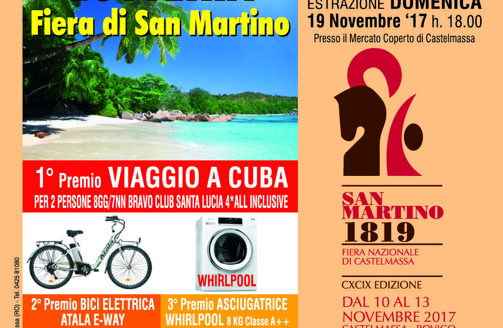 NUMERI VINCENTI LOTTERIA FIERA DI SAN MARTINO 2017